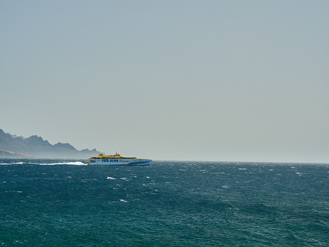 The Ferry from the company Fred Olsen travels from Agaete to Tenerife in Canary Islands