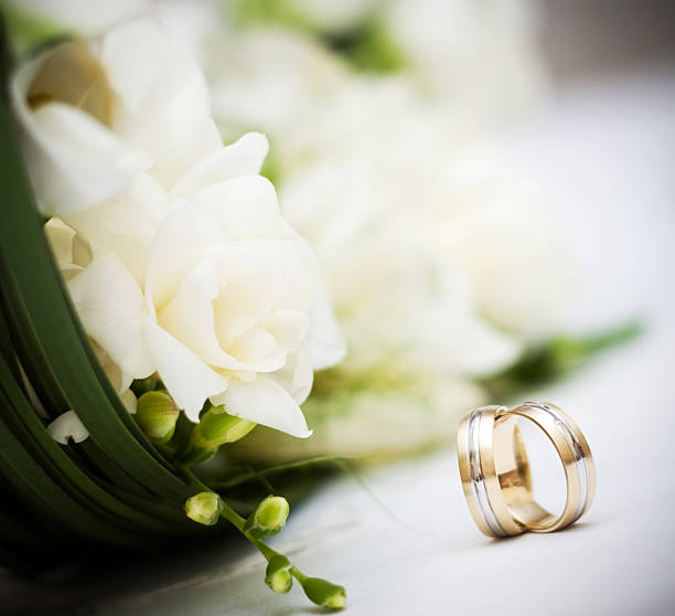 istock wedding bouquet and rings 176847891