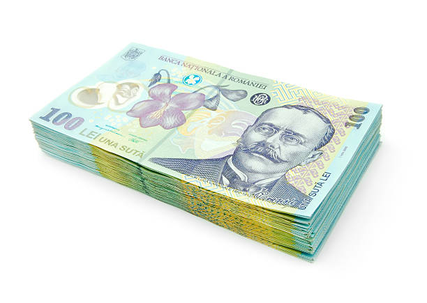 romanian bancknotes stock photo