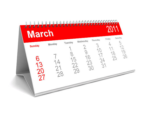 Desk calendar - March 2011 stock photo