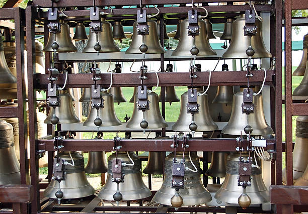 Bell in mobile carillon Mobile carillon is a musical instrument by means of clock-work compelling row of bells to carry out some melody carillon stock pictures, royalty-free photos & images