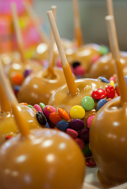 istock Caramel apples coated with smarties 176848651