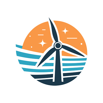 Vector, wind power icon logo, turbine.