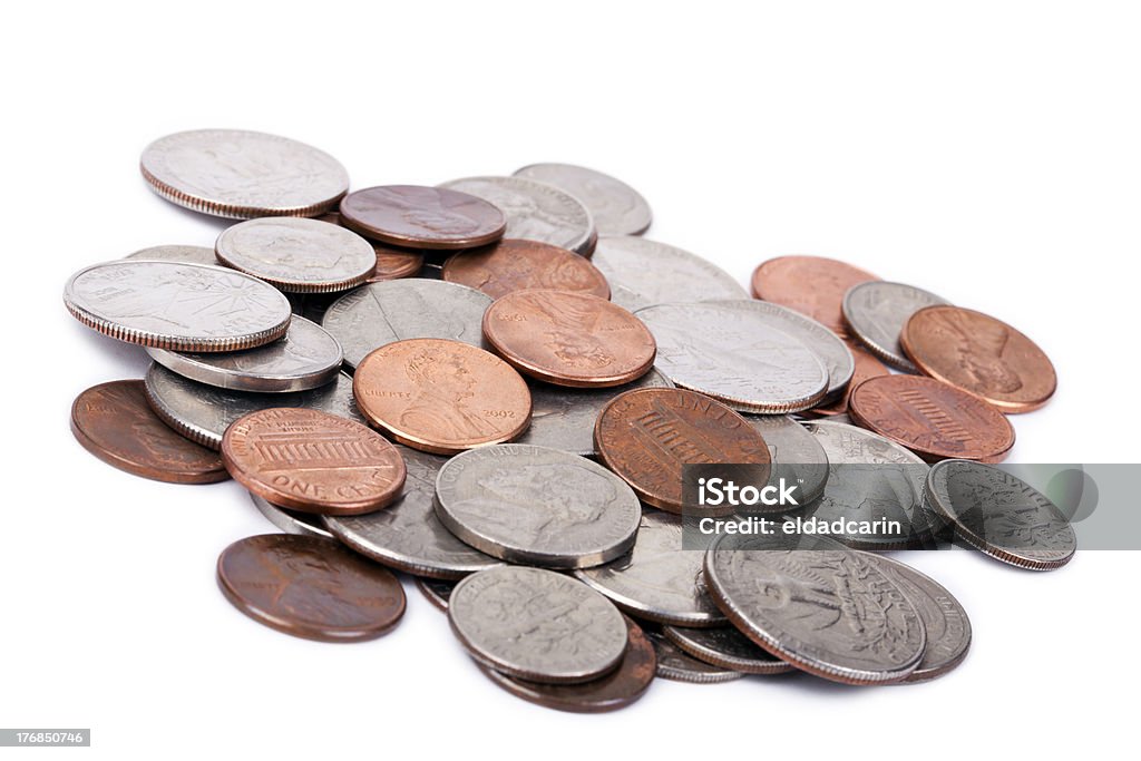 A 미국 동전 더미 의 흰색 배경의 - 로열티 프리 동전 스톡 사진