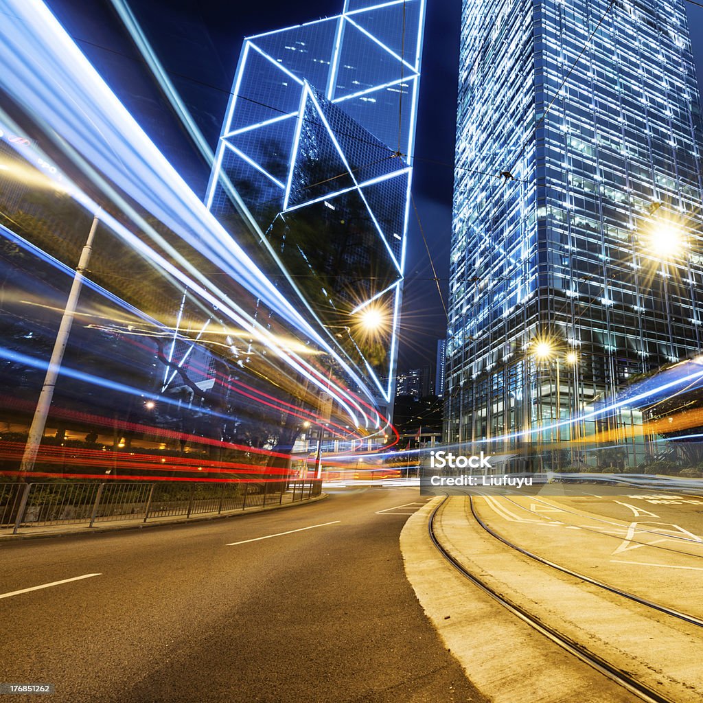 Hong Kong traffic in Hong Kong at night Architecture Stock Photo