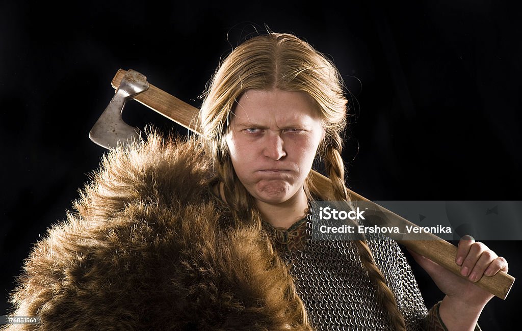 Warrior woman Nordic Warrior woman. Viking Stock Photo