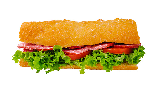 Italian sandwich with salami and lettuce
