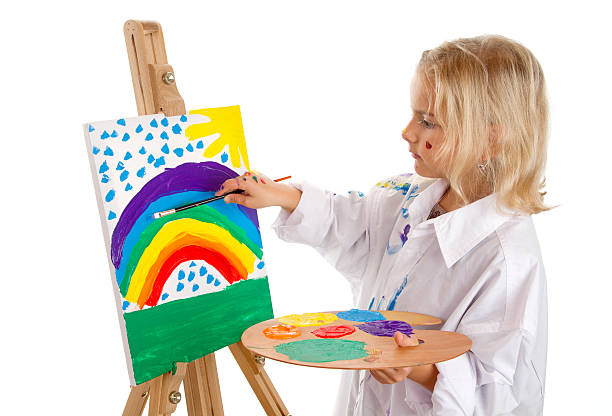 istock Little painting girl 176852157