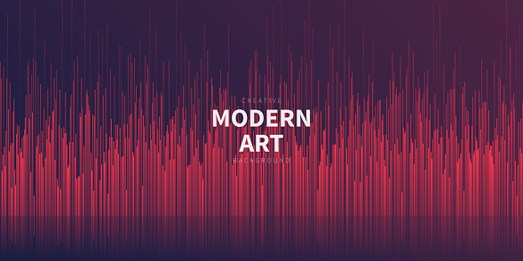 Modern and trendy background. Abstract design with lots of vertical lines and beautiful color gradient, looking like skyline skyscrapers. This illustration can be used for your design, with space for your text (colors used: Red, Pink, Purple, Blue, Black). Vector Illustration (EPS file, well layered and grouped), wide format (2:1). Easy to edit, manipulate, resize or colorize. Vector and Jpeg file of different sizes.