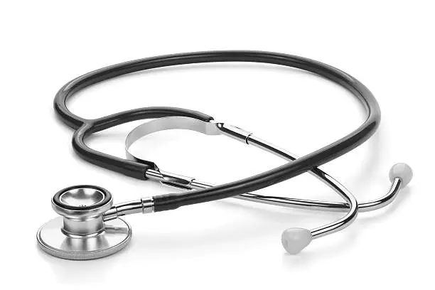 Medical stethoscope isolated on the white background, clipping path included.