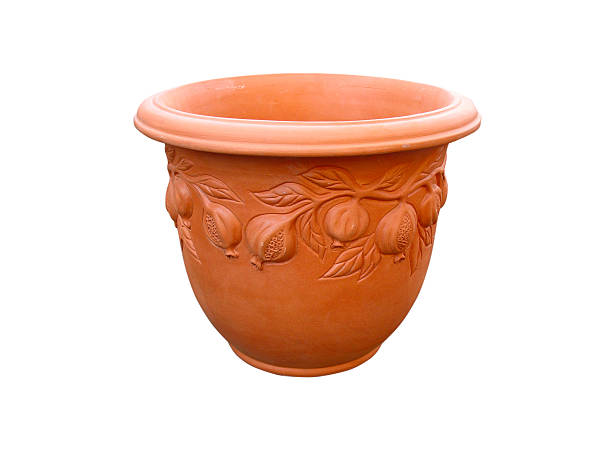 istock Decorative clay vase with floral pattern isolated 176852398