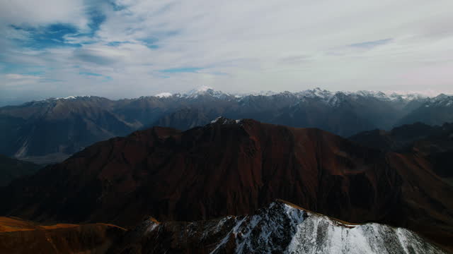 Aerial View Of Majestic Mountain In Highlands, Epic Cinematic Shot, Alpinism And Climbing At Top