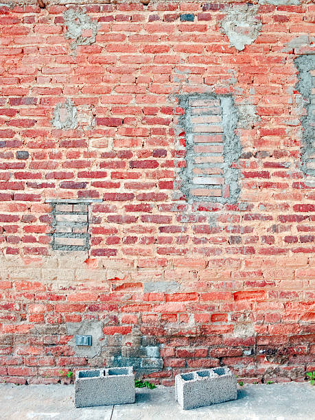 red brick wall stock photo