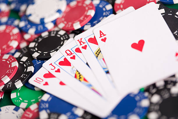 istock Poker, royal flush and gambling chips. 176852840