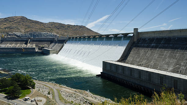 Panorama view of grand coulee dam stock photo