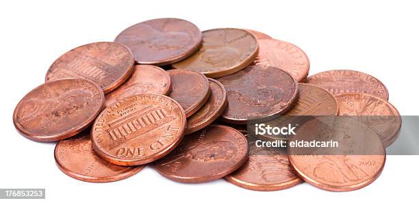 Isolated Pile Of Pennies Stock Photo - Download Image Now - Abraham Lincoln, Abundance, Banking