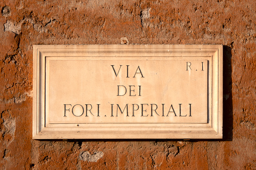 inscription of the Roman Senate engraved in the square of the Capitol in Rome