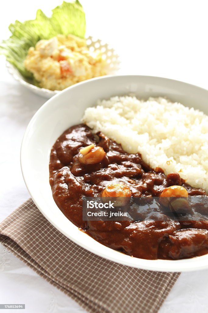 Japanese cuisine, Beef stew rice with potato salad for side dish Beef Stock Photo