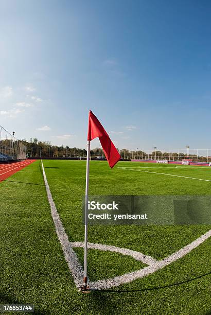 Soccer Corner Kick And Red Flag Stock Photo - Download Image Now - Corner Kick, Flag, Golf Flag