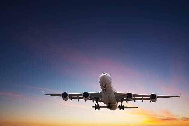 istock Jet Aeroplane Landing at Sunset 176854007