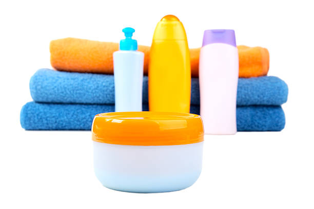 istock Terry towels and tubes with cosmetics isolated 176854696