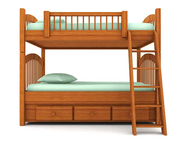 bunk bed isolated on white background with clipping path
