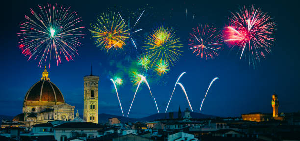 istock Happy New Year Fireworks on Florence. 1768550741