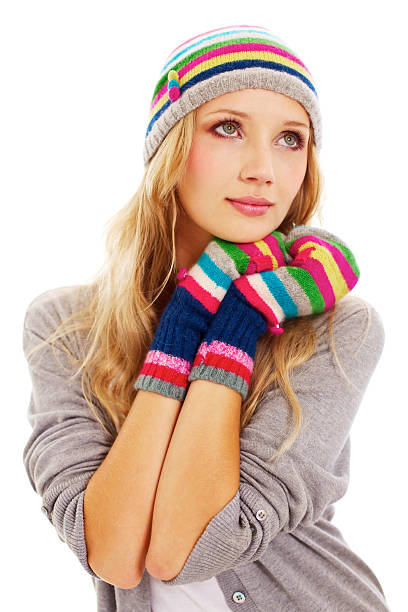 istock Pretty girl in colorful cap and mittens 176855409