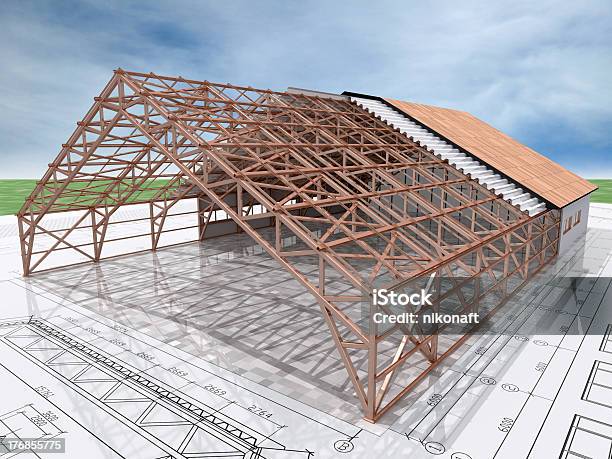 Foto de Hangar e mais fotos de stock de Projeção isométrica - Projeção isométrica, Abstrato, Armação de Construção