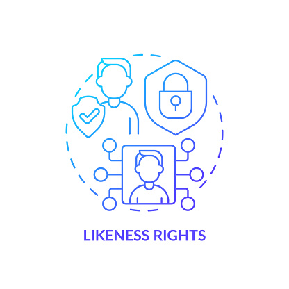 2D gradient likeness rights icon, simple isolated vector, cyber law thin line illustration.