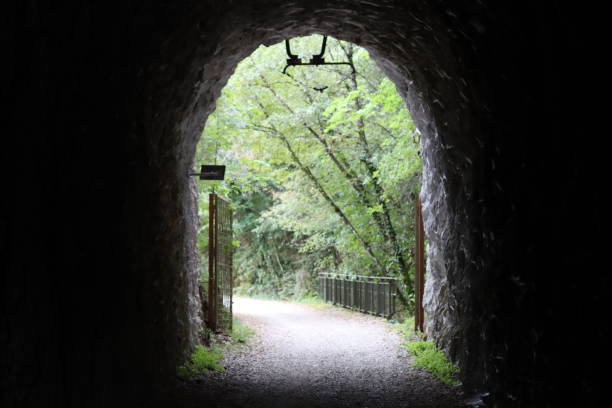 istock View along a disused railway tunnel, on an abandoned train line 1768561599