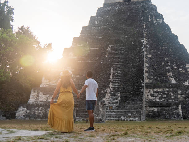 istock Couple sightseeing the Tikal ruins 1768567105