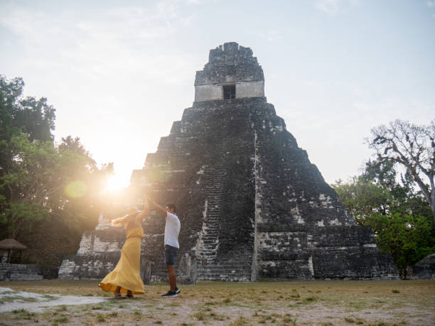 istock Couple sightseeing the Tikal ruins 1768567684