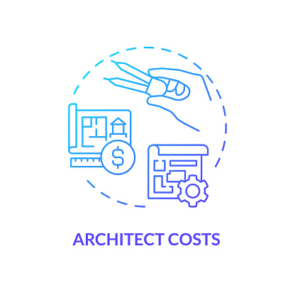 2D gradient architect costs icon, simple isolated vector, construction cost thin line illustration.