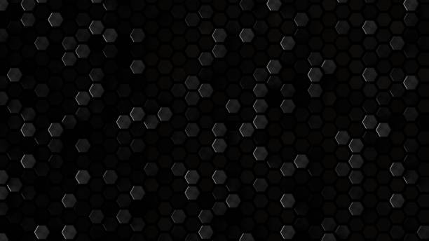 istock Black 3D render of Abstract hexagonal geometric grid pattern Futuristic background 1768571514