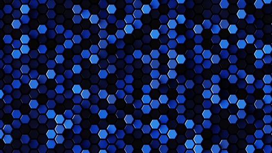 Blue 3D Futuristic hexagonal background Abstract geometric grid pattern