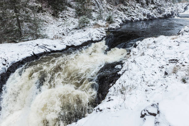 istock Snowy cascade waterfall landscape. Kivach Falls, Karelia 1768581287