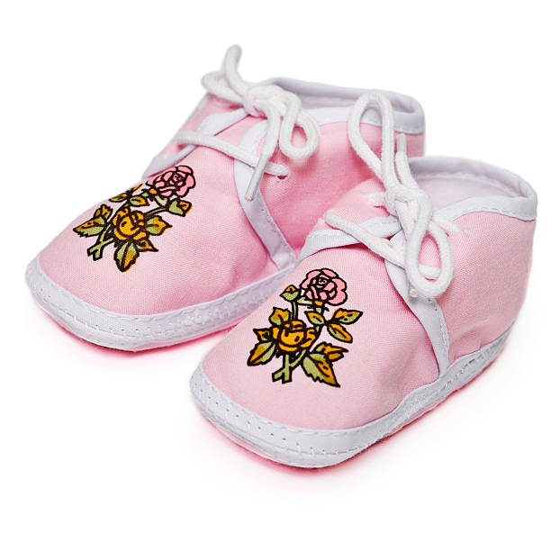 istock Baby pink booties with flowers 176858432