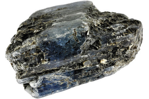 kyanite with mica from Zimbabwe isolated on white background