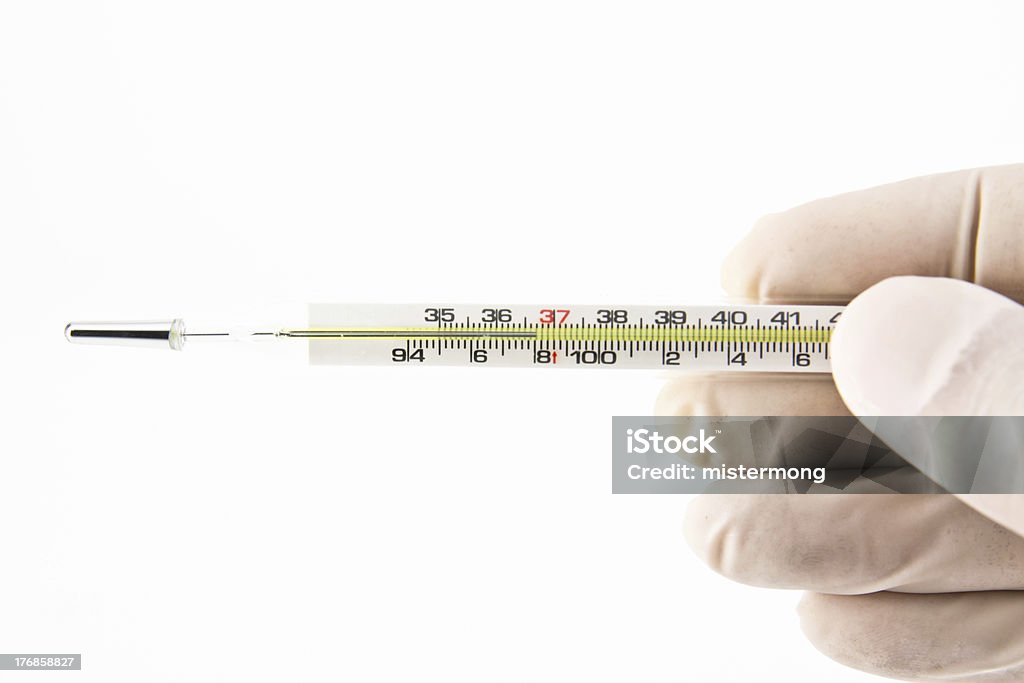 Thermometer Hand hold  thermometer on white background Beauty Stock Photo