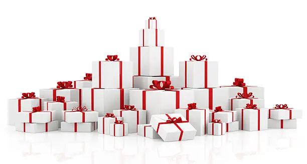 Photo of gift boxes over white