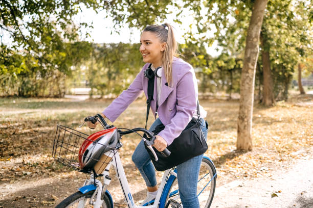 istock Young woman using bike for going to work 1768598845