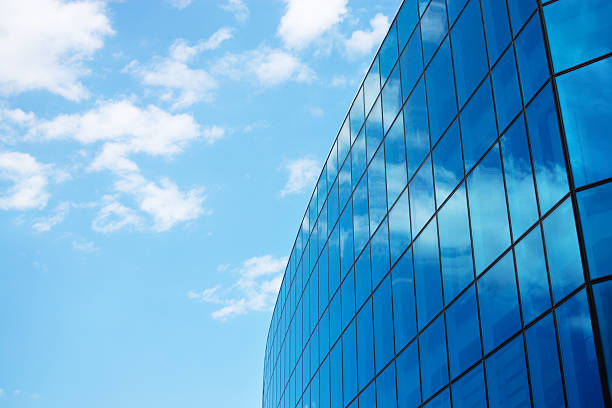 building on the sky background stock photo