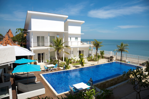 Beautiful villa with a swimming pool by the beach