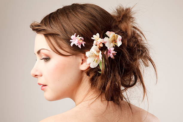 istock Bridal hairstyle with real flowers 176860544