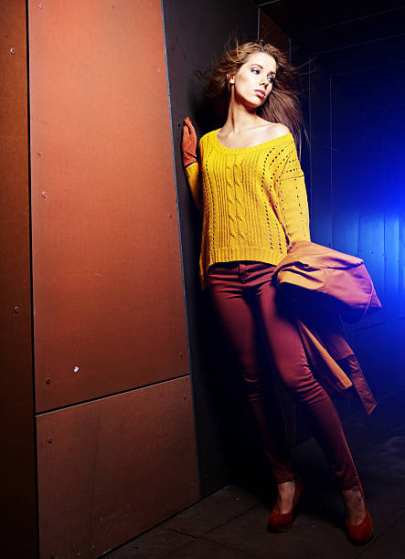 Woman in autumn city