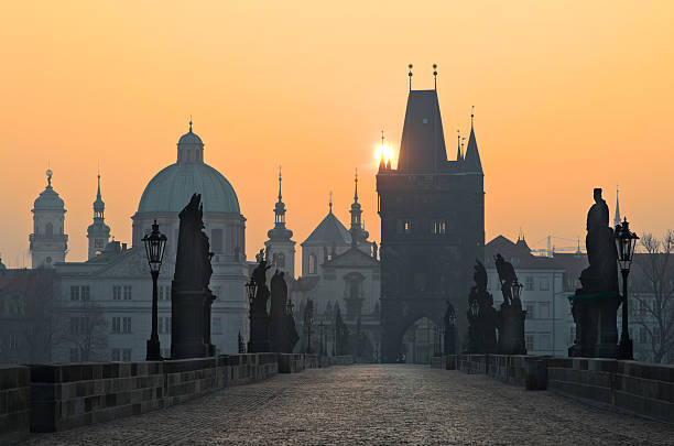 istock Sunrise over Prague - look from Charles bridge 176860736