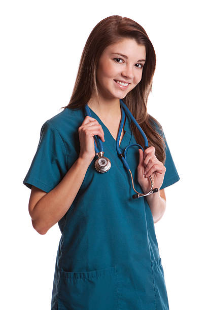 istock Cute young nurse holding stethoscope 176860790