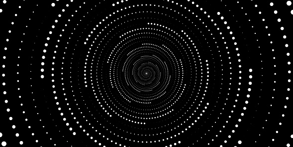 Swirling radial background. Black and white Halftone dotted background Pop art overlay texture.