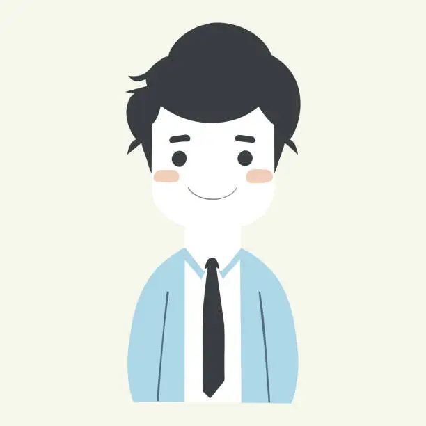 Vector illustration of A young boy wears a suit like an office worker.